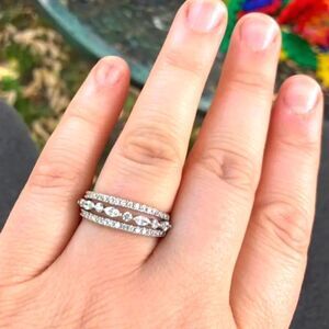 Stunning 3-Row diamond engagement ring sz 10